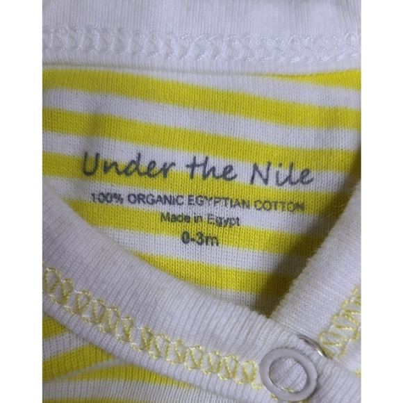 Under the Nile Banana Organic Egyptian Cotton Footie, 0-3m Yellow & White Stripe - Picture 7 of 8